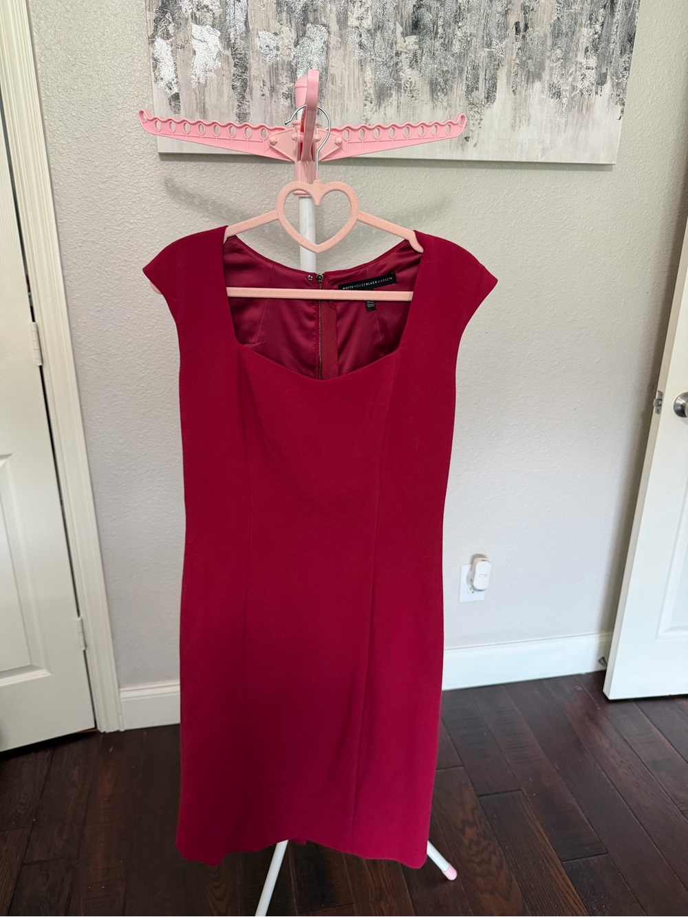 White House Black Market Fitted Midi Dress in Deep Wine
